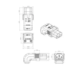 IEC-LOCK IEC60320-C13 connecteur en bas ou en haut connecteur à monter avec verrouillage